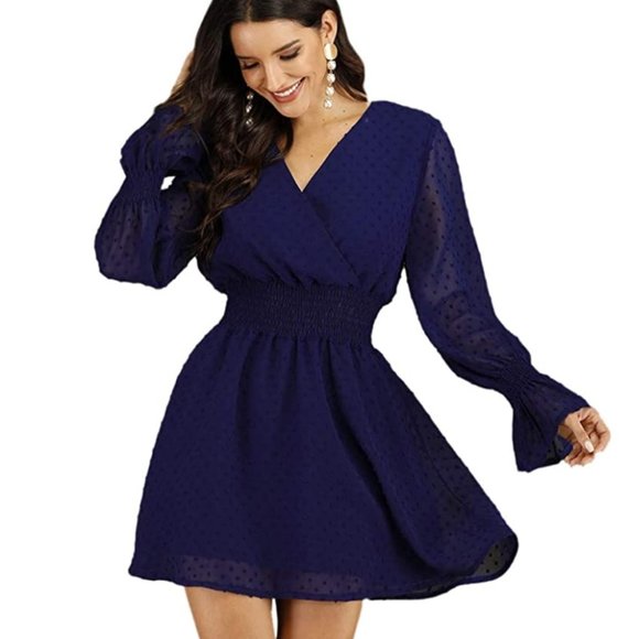 high neck flounce skater dress